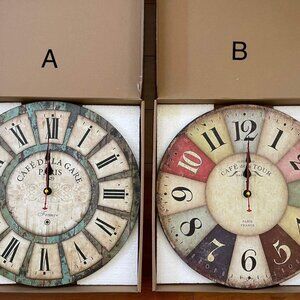 16" silent wooden round clock 2 styles